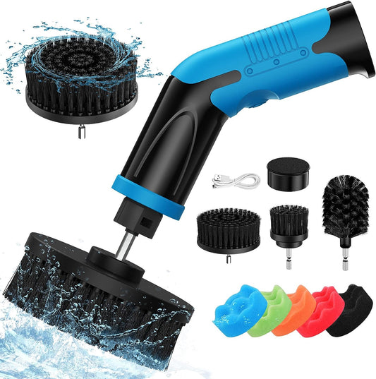 kHelfer Electric Bathroom Scrubber, Electric Spin Scrubber for Bathroom, Electric Cleaning Brush with 3 Drill Brushes and 5 Sponge Heads, Power Scrubber for Cleaning Bathroom Tub Tile Sink Windows